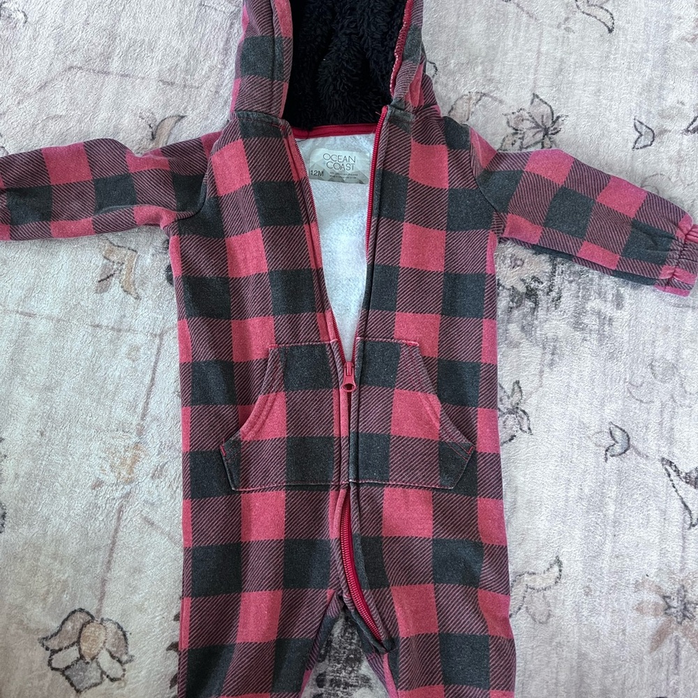 Kids Plaid Puffer Jacket - Red and Black